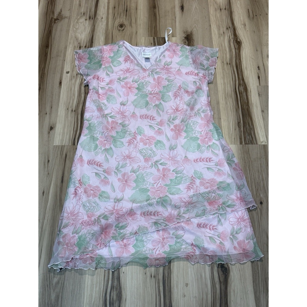 Vintage Fashion Bug Sheer Pink Floral Chiffon Whimsical Dress Women's Size 20W